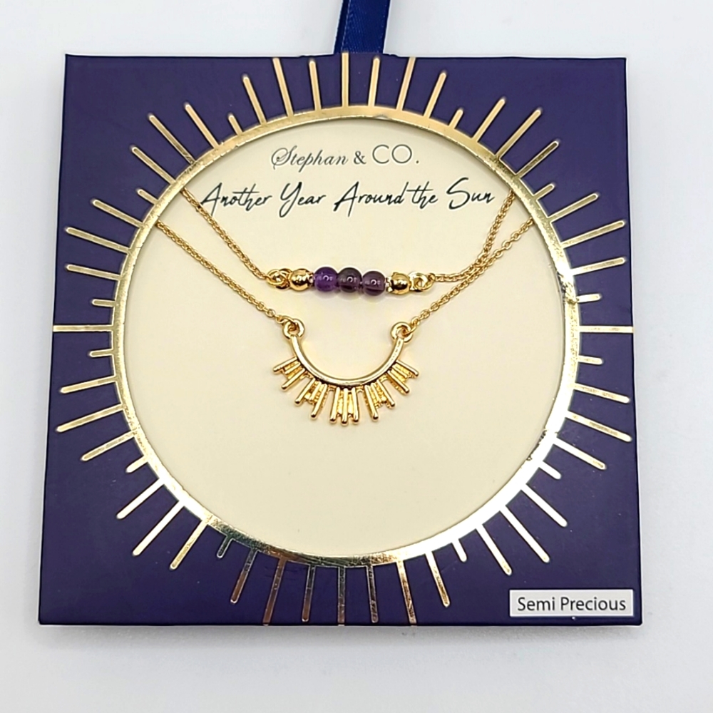 Stephan & Co. Gold Amethyst Layering Necklace Set